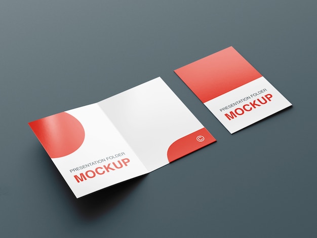 Presentation folder or bifold brochure mockup