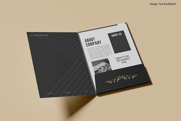 Presentation folder with a4 paper mockup