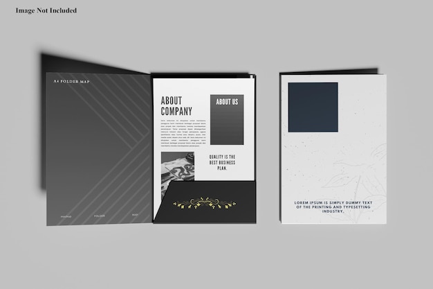 PSD presentation folder with a4 paper mockup