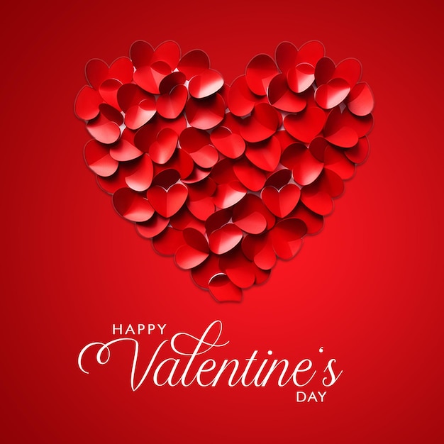 PSD presentation happy valentine's day card in paper art style vector