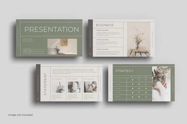 Presentation slide mockup with top angle view