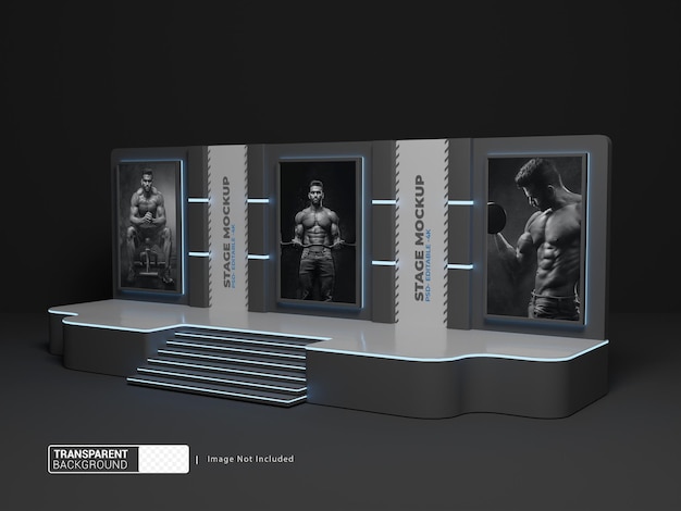 PSD presentation stage performance mockup with transparent background option