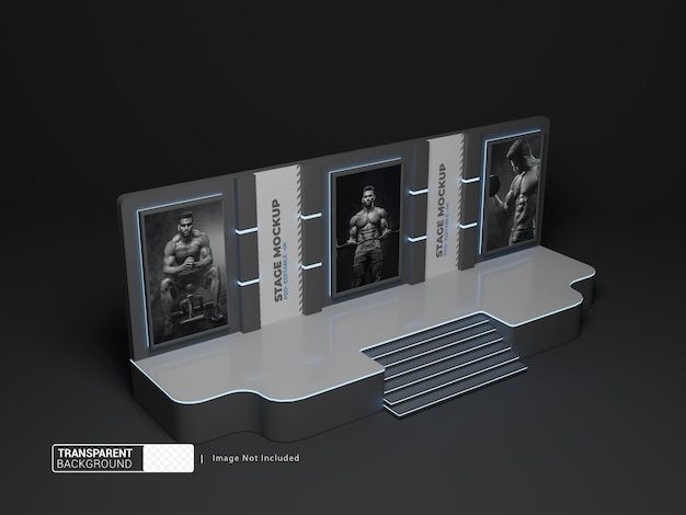 PSD presentation stage performance mockup with transparent background option