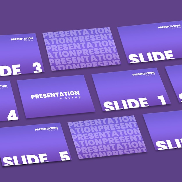 PSD presentation with slide square mockup