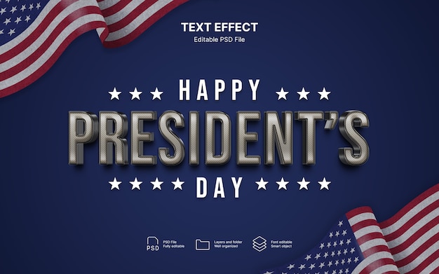 PSD president day  text effect