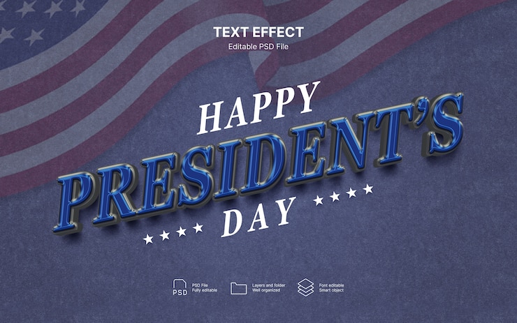 PSD president day   text effect