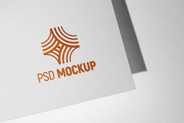 PSD press logo on paper mockup