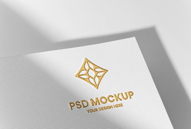 PSD press logo on paper mockup