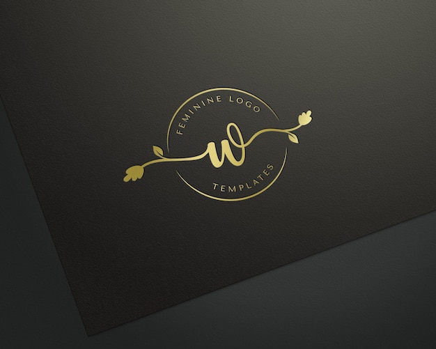 Pressed gold logo mockup on balck paper