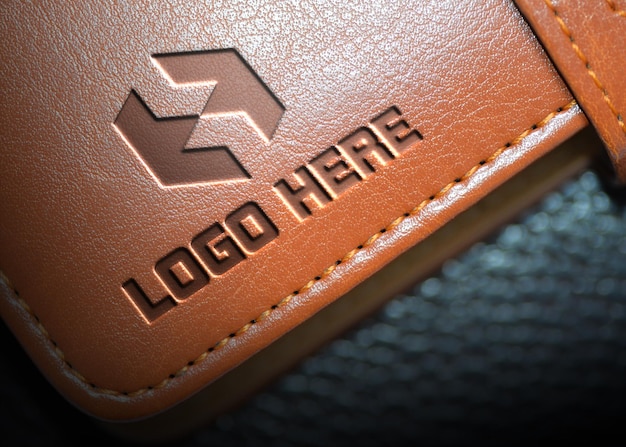 Pressed leather logo mockup