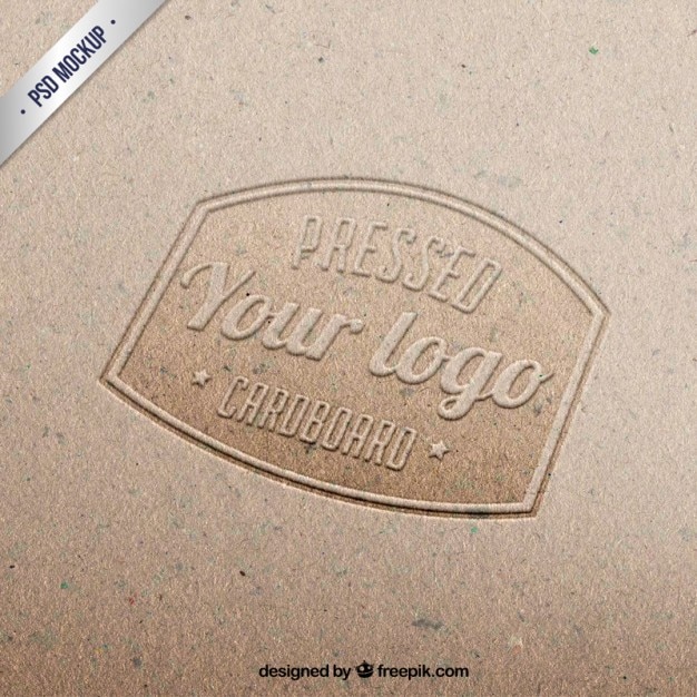 PSD pressed logo on cardboard