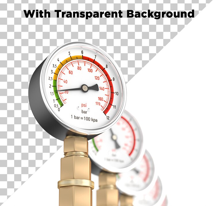 PSD pressure gauge or pressure meter png psd isolated on transparent background