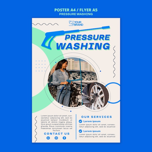 PSD pressure washing service poster template