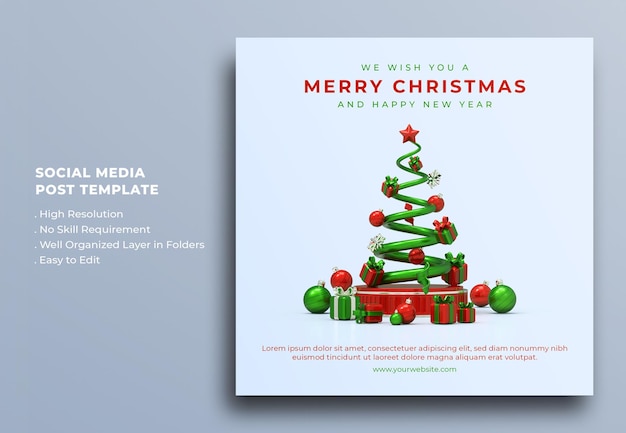 PSD prettige kerstdagen en een gelukkig nieuwjaar giveaway social media post-sjabloon