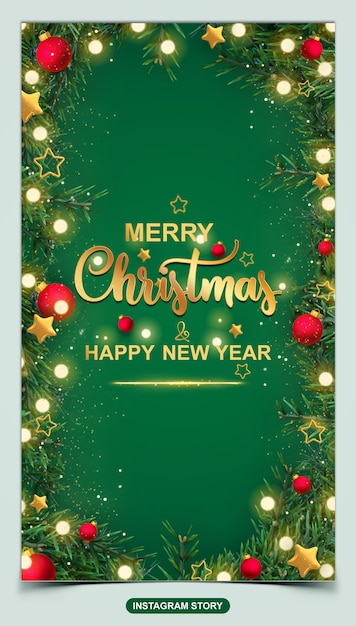 Prettige kerstdagen en een gelukkig nieuwjaar instagram- en facebookverhaal met kerstelement