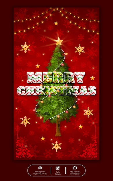 Prettige kerstdagen en een gelukkig nieuwjaar instagram-verhaalsjabloon