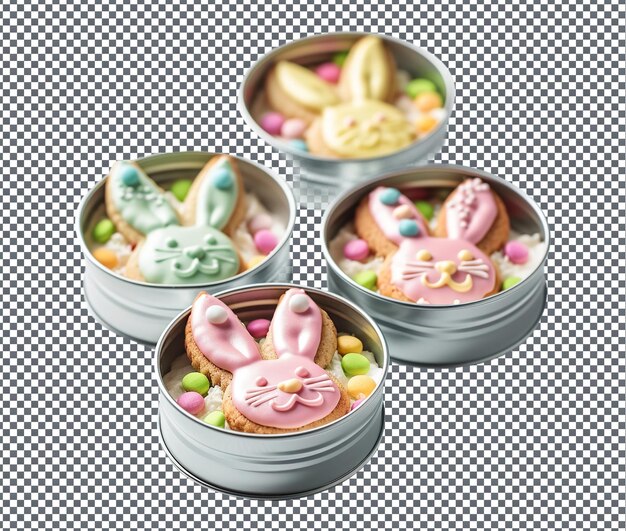 Pretty bunny ear-vormige cookie tins geïsoleerd op een doorzichtige achtergrond