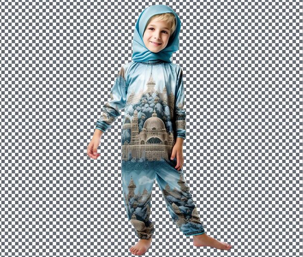 PSD pretty and comfortable islamic themed pajamas for kids isolated on transparent background