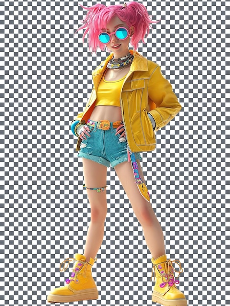 PSD pretty jem and the holograms character isolated on transparent background