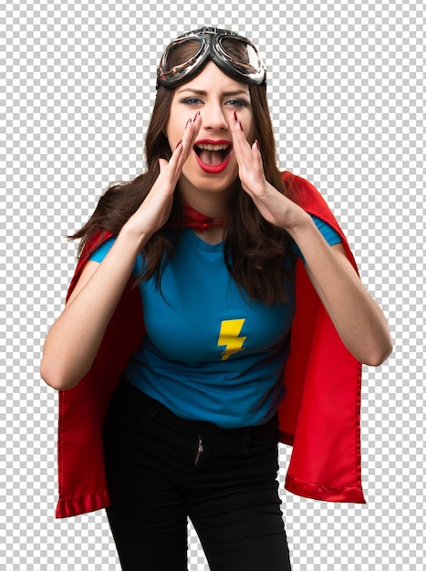 PSD pretty superhero girl shouting