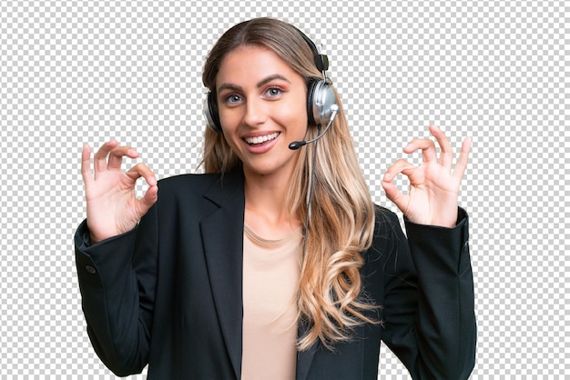 Pretty Uruguayan woman over isolated background