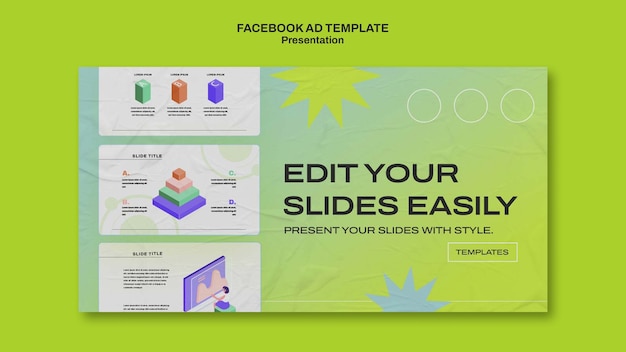 PSD prezentacja gradientowa slajdy szablon facebook