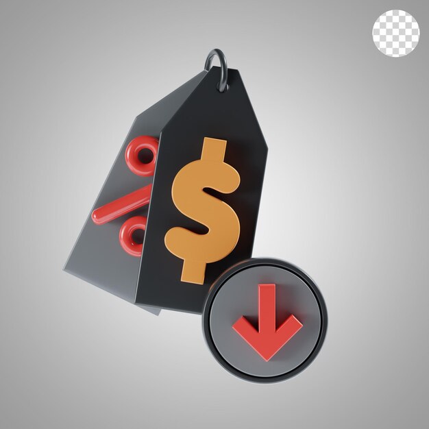 Price down 3d icon