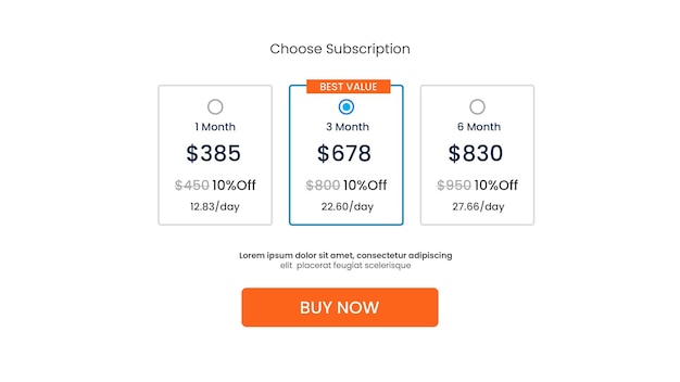 PSD price table design