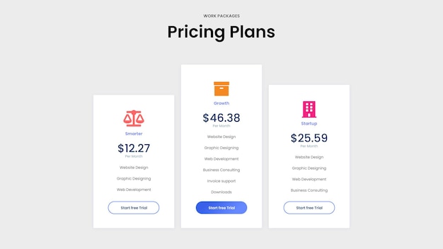 PSD price table design