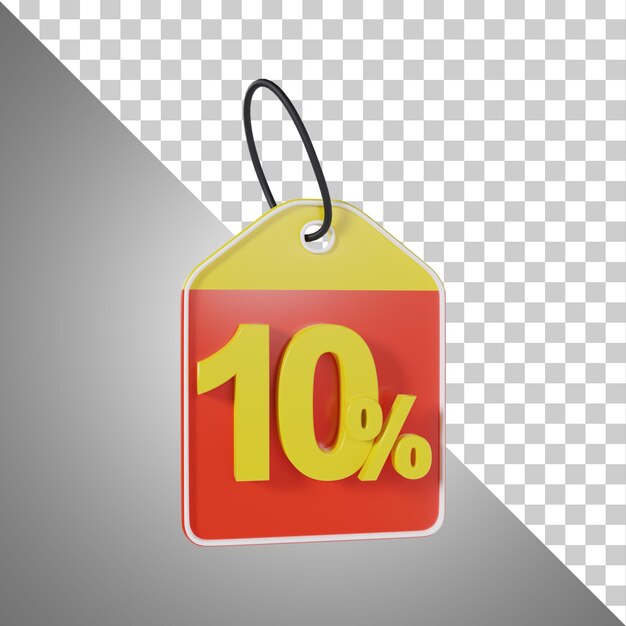 Price tag 10 percent off 3d rendering