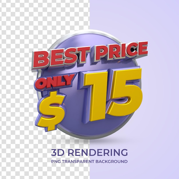 PSD price tag 3d rendering isolated transparent background