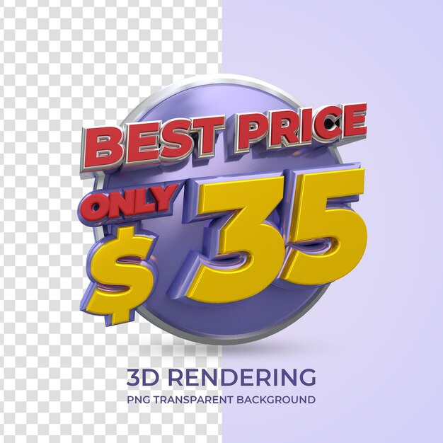 Price tag 3d rendering isolated transparent background