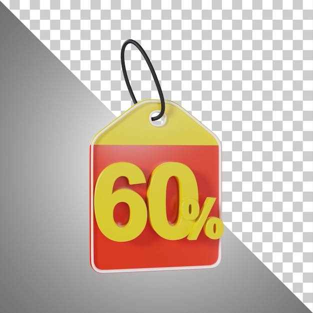 PSD price tag 60 percent off 3d rendering