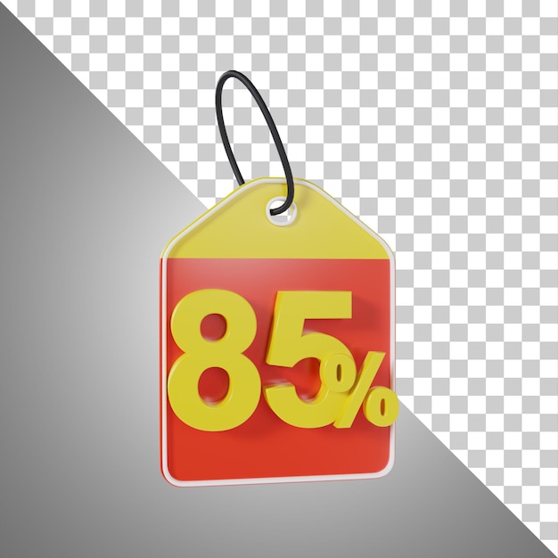PSD price tag 85 percent off 3d rendering