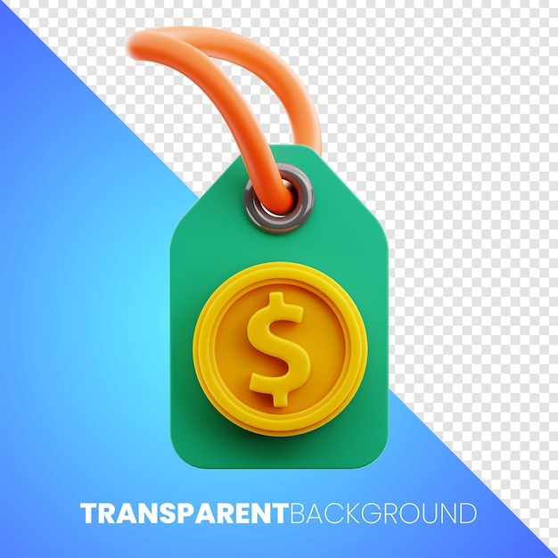 price tag Dollar coin money finance icon 3d rendering high quality PNG on transparent background