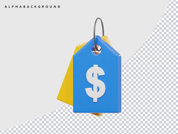 가격 태그 아이콘 3D 렌더링 일러스트레이션