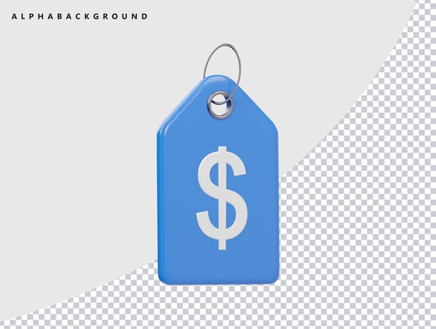 가격 태그 아이콘 3D 렌더링 일러스트레이션