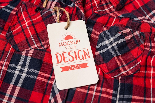 Price tag on shirt psd mockup background