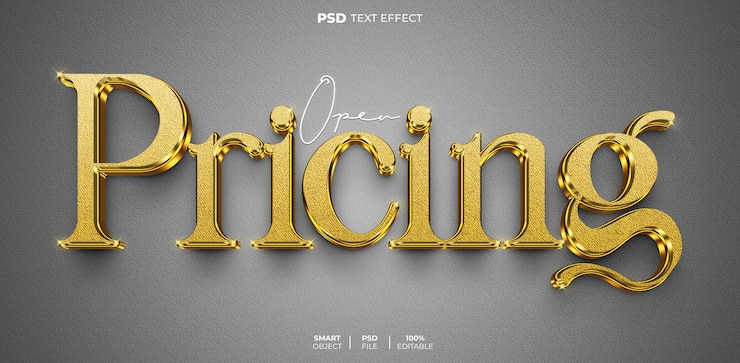 PSD pricing 3d editable text effect