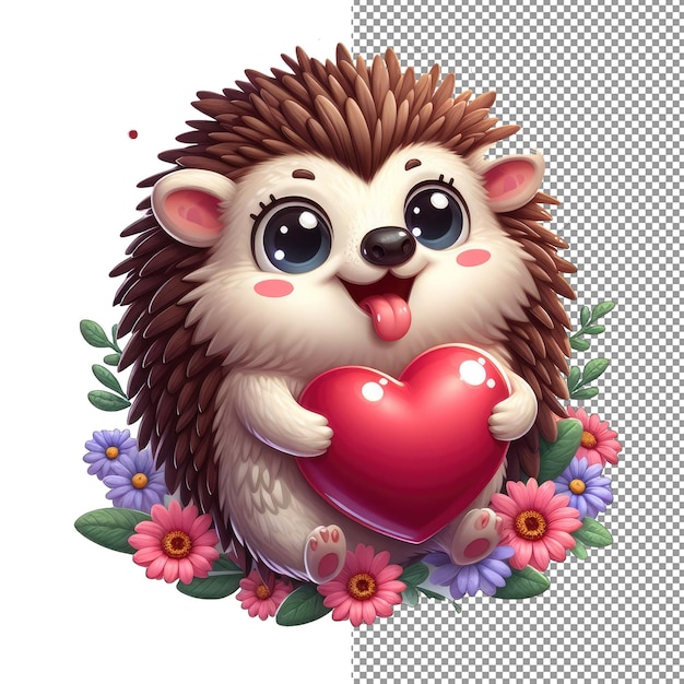 PSD 심장 스티커 를 달고 있는 prickly and precious hedgehog