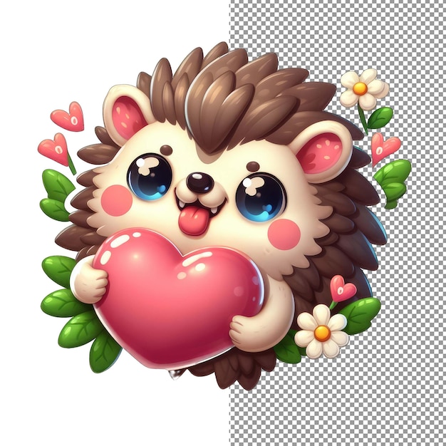 PSD 심장 스티커 를 달고 있는 prickly and precious hedgehog