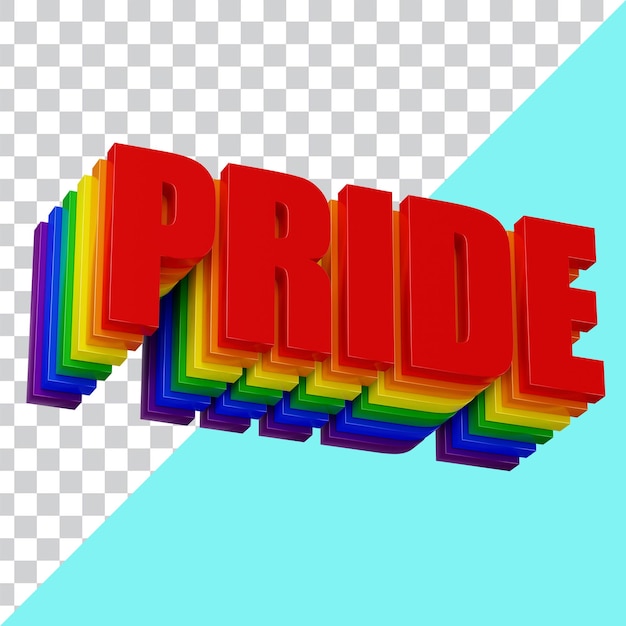 PSD pride 3d text transparent bottom isometric angle