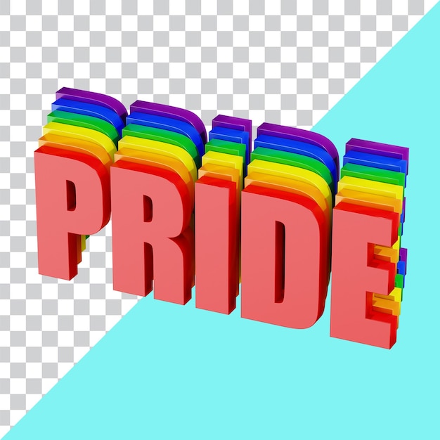 PSD pride 3d text transparent isometric angle