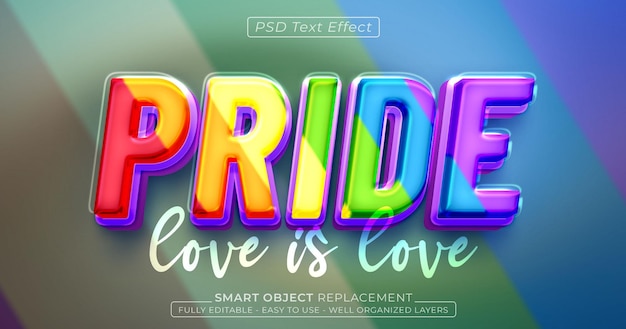 PSD orgoglio colorato lucido modificabile effetto testo in stile 3d