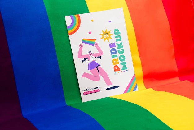 PSD pride day flag poster mockup design