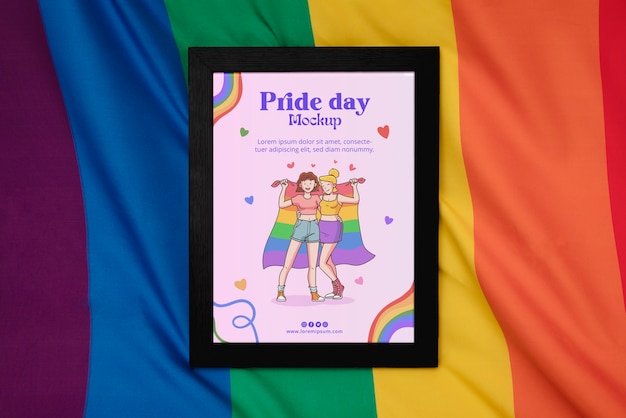 PSD pride day frame mockup met vlag