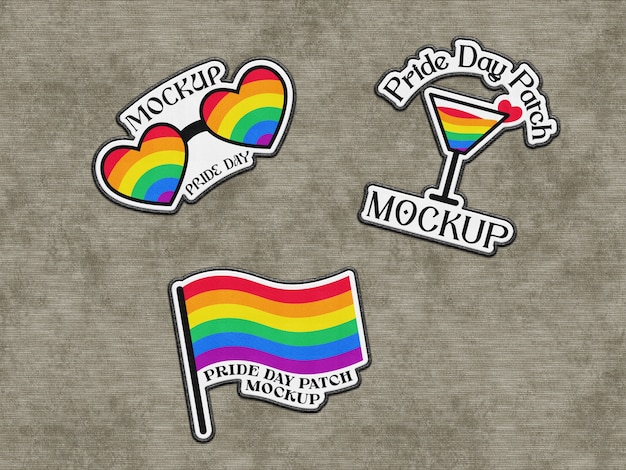 PSD pride day patches mockup