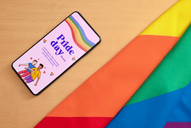 PSD pride day telefoonmodel met vlag