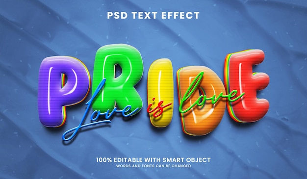 PSD 프라이드 lgbt 3d 텍스트 효과