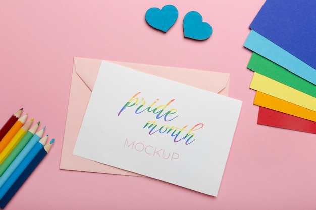 Pride month celebration card mockup